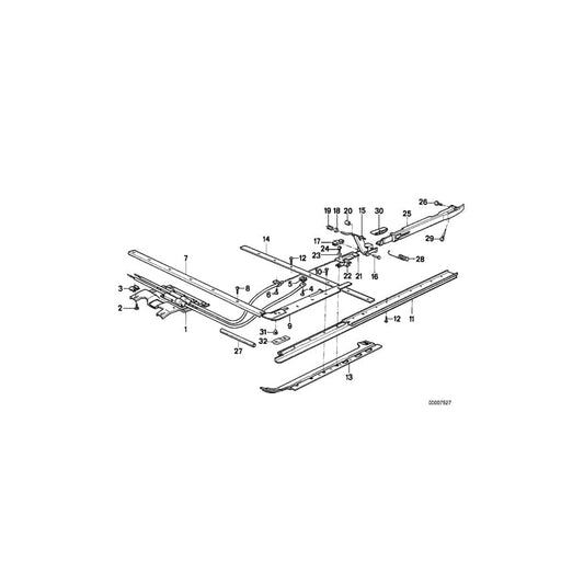 Genuine BMW 54121907251 E28 E23 Slide Rail Left (Inc. 533i, 730 & 733i)