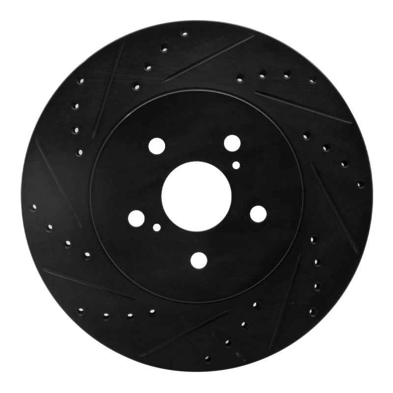 R1 Concepts R1 04-09 Lexus RX350 Front Left Drilled & Slotted Black Brake Rotor