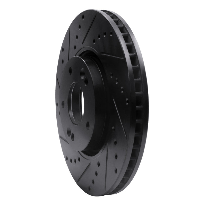 R1 Concepts R1 15-19 Kia Soul EV Front Left Drilled & Slotted Black Brake Rotor