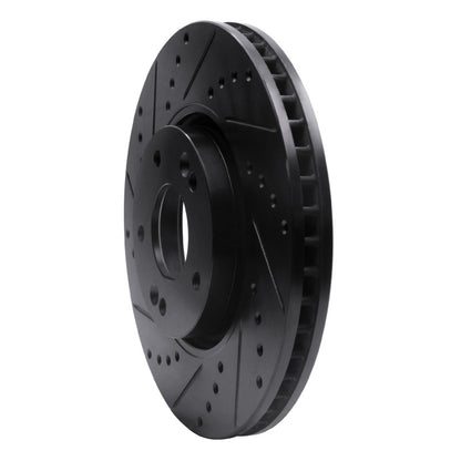 R1 Concepts R1 15-19 Kia Soul EV Front Left Drilled & Slotted Black Brake Rotor