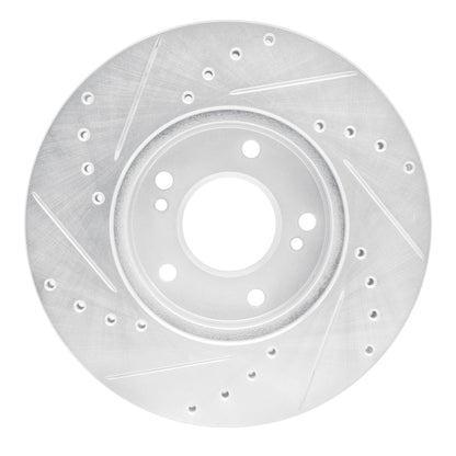 R1 Concepts R1 89-90 Nissan 300ZX Front Right Drilled & Slotted Silver Brake Rotor