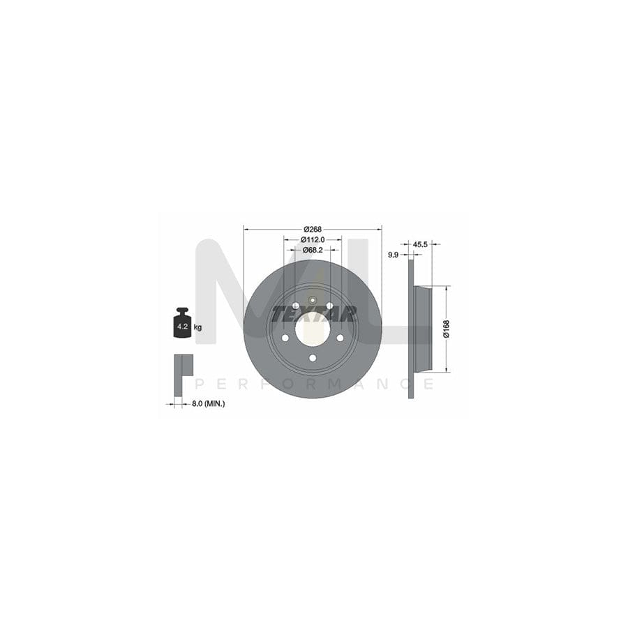 TEXTAR 92074300 Brake Disc Solid, without wheel hub, without wheel studs  - 1 piece