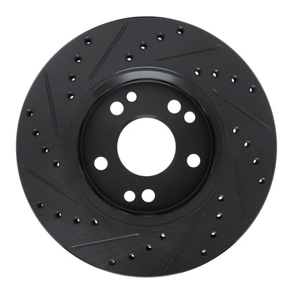 R1 Concepts R1 90-92 Mercedes-Benz 300E Front Right Drilled & Slotted Black Brake Rotor