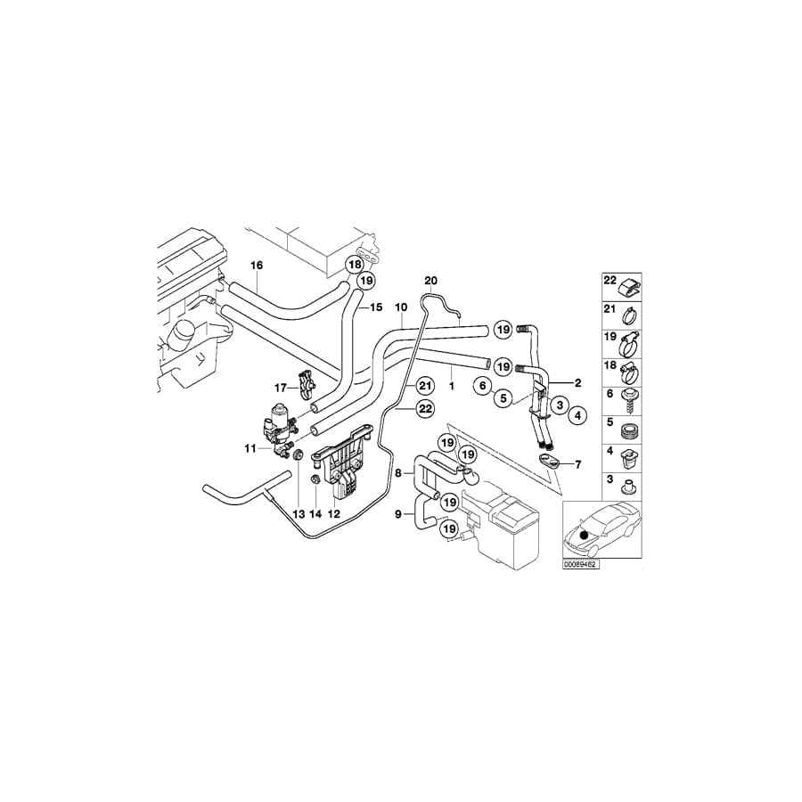 Genuine BMW 64118379920 E39 Water Valve Bracket (Inc. 530i, 528i & 523i)