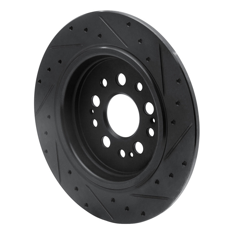R1 Concepts R1 17-25 Acura RDX Rear Left Drilled & Slotted Black Brake Rotor