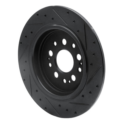 R1 Concepts R1 17-25 Acura RDX Rear Left Drilled & Slotted Black Brake Rotor