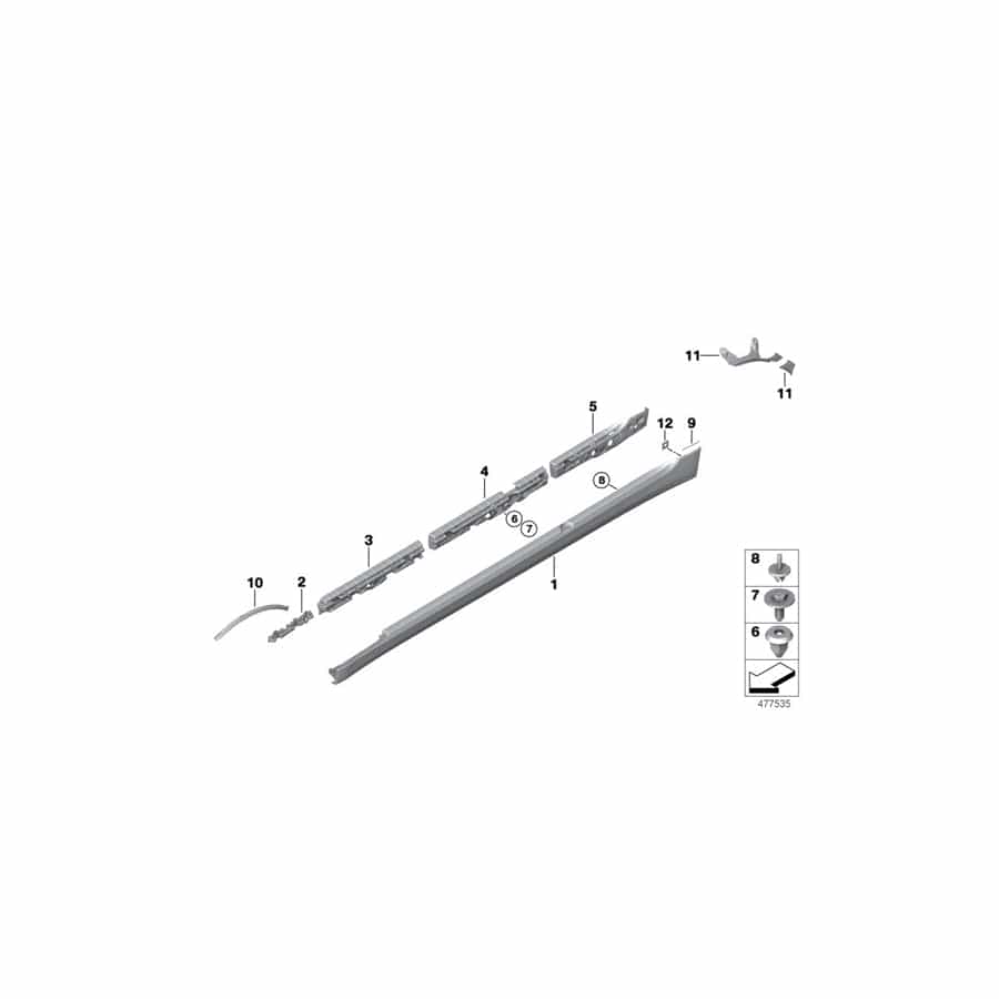 Genuine BMW 51777385754 G30 G31 F90 Paint Protect. Film, Rocker Panel, Right (Inc. 530eX, 530i & 530d)