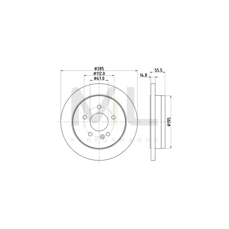 HELLA PRO 8DD 355 105-851 Brake Disc suitable for MERCEDES-BENZ ML-Class (W163) Solid, Coated, without wheel hub, without wheel studs | ML Performance Car Parts
