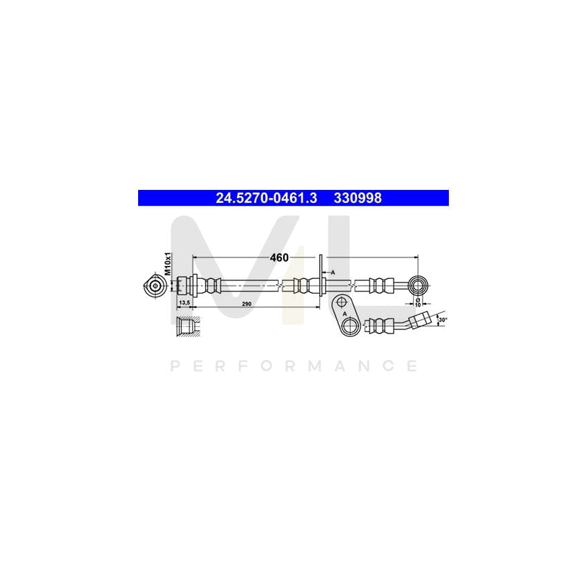 ATE 24.5270-0461.3 Brake Hose for HONDA ACCORD 460mm, M10x1
