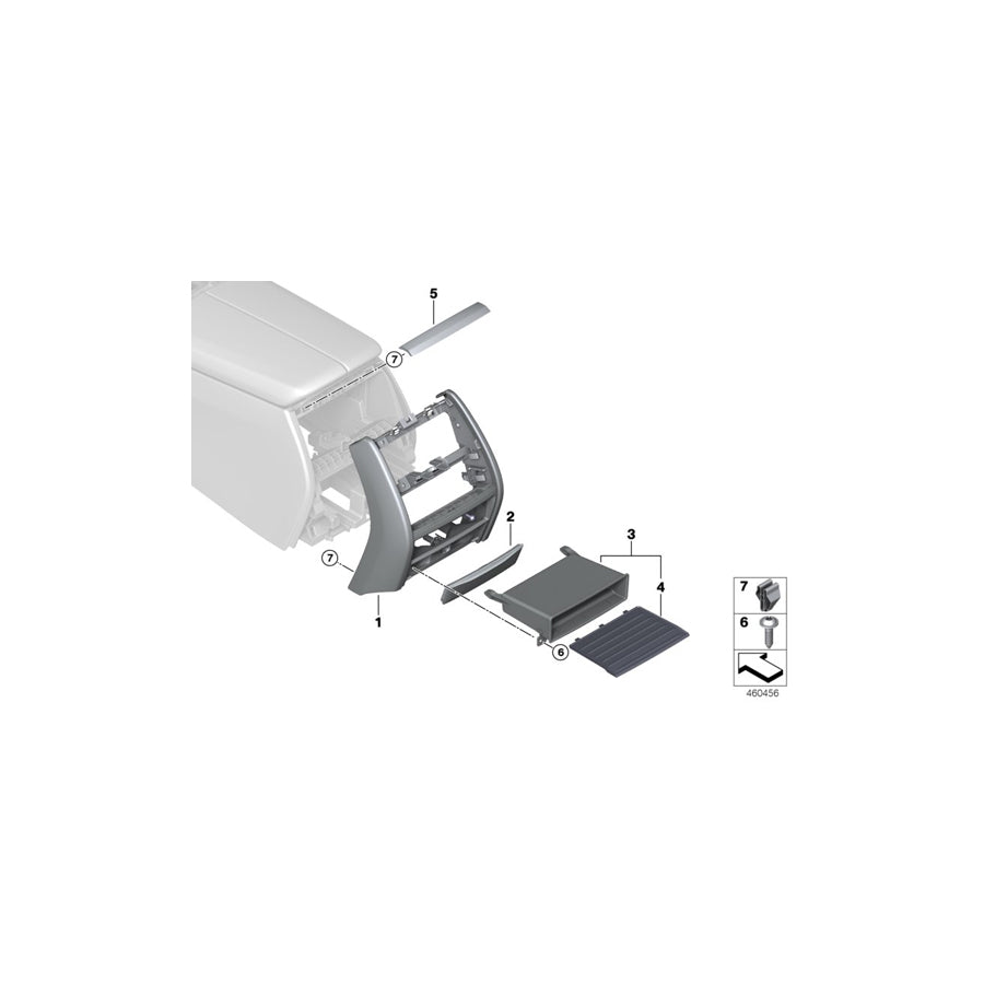 Genuine BMW 51169384705 G11 G12 Cover Centre Console, Rear COGNAC (Inc. 740Le, 740LdX & 730i)
