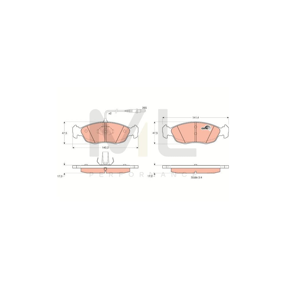 TRW Cotec Gdb1104 Brake Pad Set Incl. Wear Warning Contact