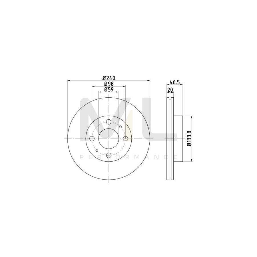 TEXTAR 92034300 Brake Disc for FIAT Uno Hatchback (146) Internally Vented, without wheel hub, without wheel studs  - 1 piece