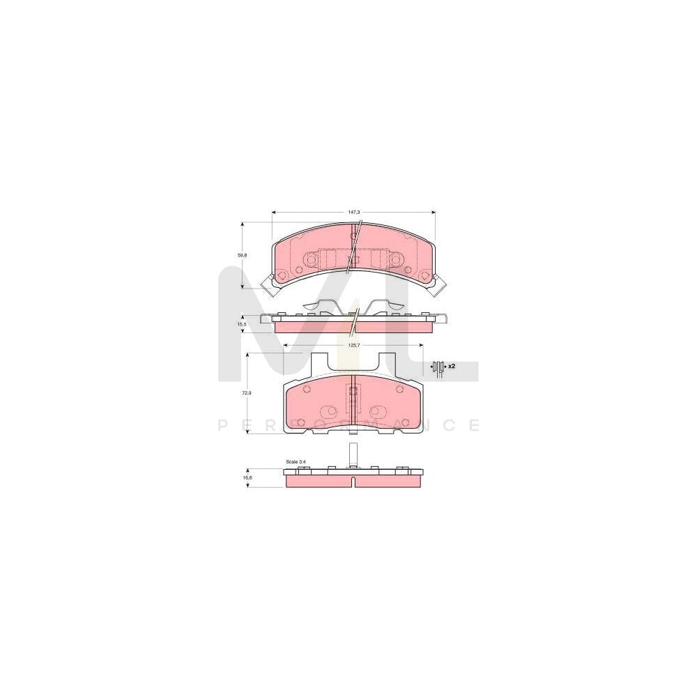 TRW Gdb4040 Brake Pad Set Incl. Wear Warning Contact