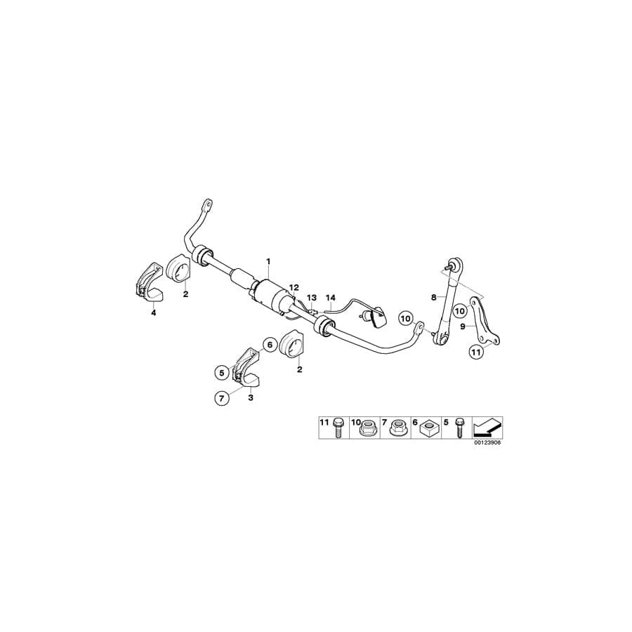 Genuine BMW 37116780011 E60 E64 E61 Active Stabilizer Bar D=22,2mm (Inc. 635d, 523i & 630i)