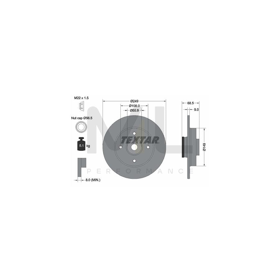 TEXTAR PRO 92133303 Brake Disc Solid, Coated, with integrated magnetic sensor ring, with wheel bearing  - 1 piece