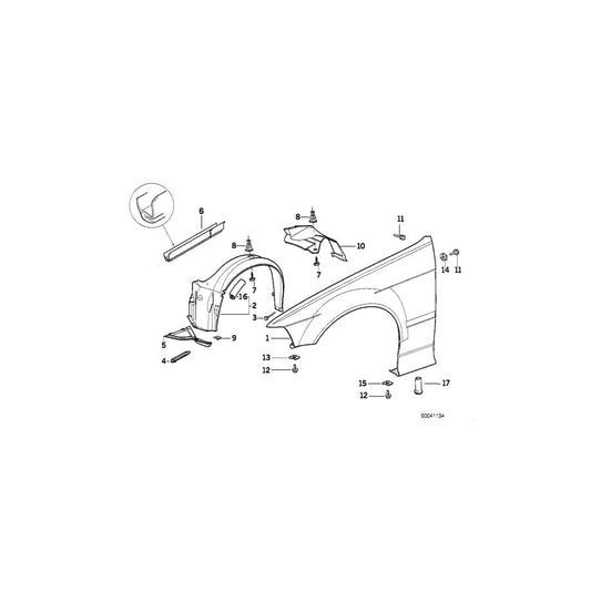 Genuine BMW 41351977873 E36 Side Panel, Front Left (Inc. 320i, 325tds & 325td)