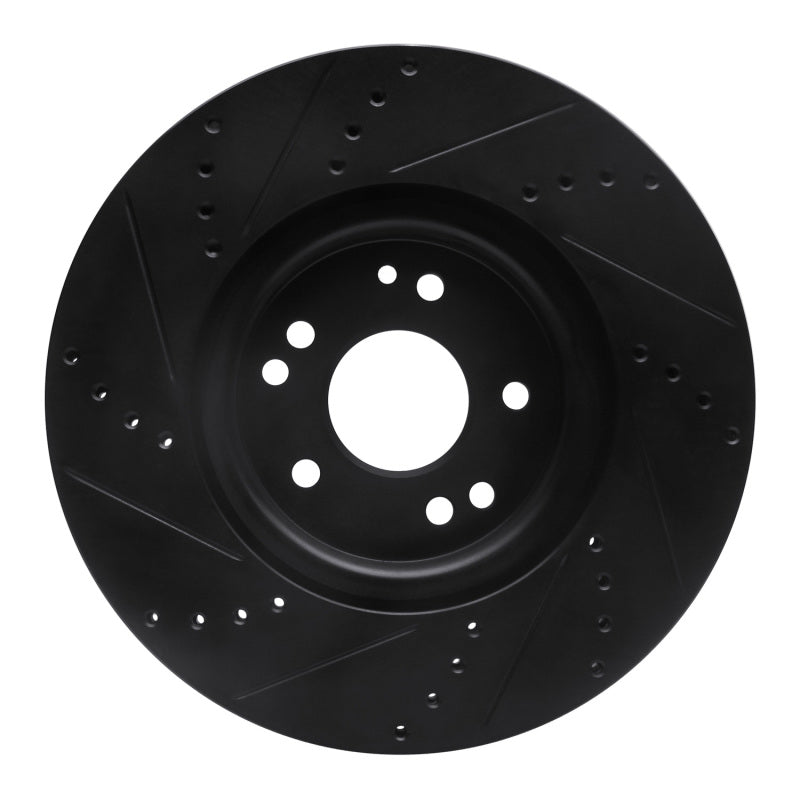 R1 Concepts R1 94-02 Mercedes-Benz SL600 Left Front Drilled & Slotted Black Brake Rotor