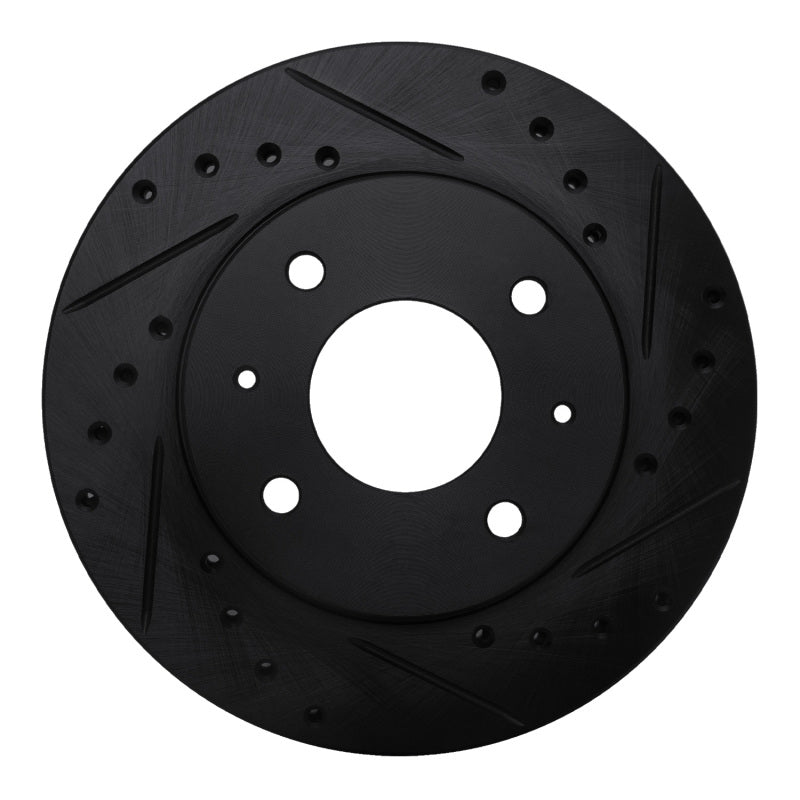 R1 Concepts R1 85-91 Dodge COLT Front Right Drilled & Slotted Black Brake Rotor