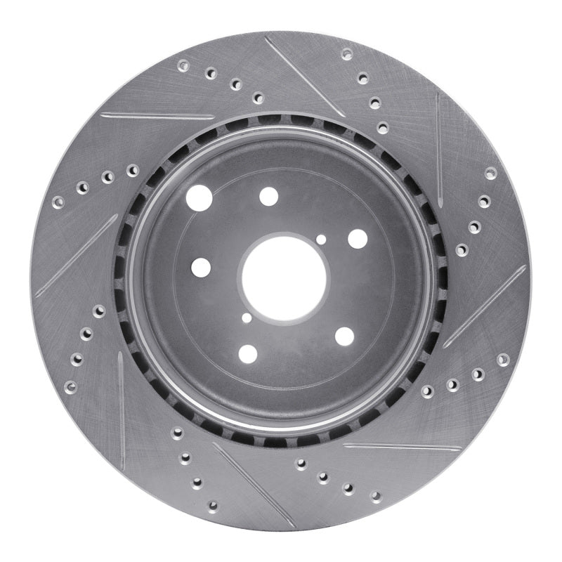 R1 Concepts R1 18-25 Subaru WRX STI Rear Left Drilled & Slotted Silver Brake Rotor