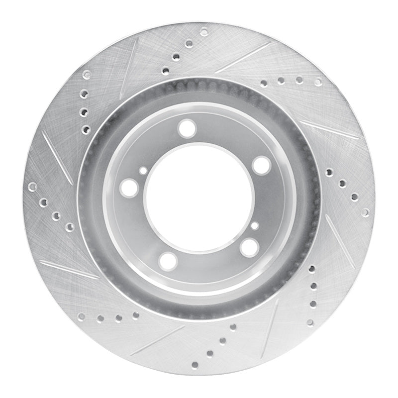 R1 Concepts R1 08-21 Lexus LX570 Front Right Drilled & Slotted Silver Brake Rotor