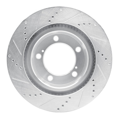 R1 Concepts R1 08-21 Lexus LX570 Front Right Drilled & Slotted Silver Brake Rotor
