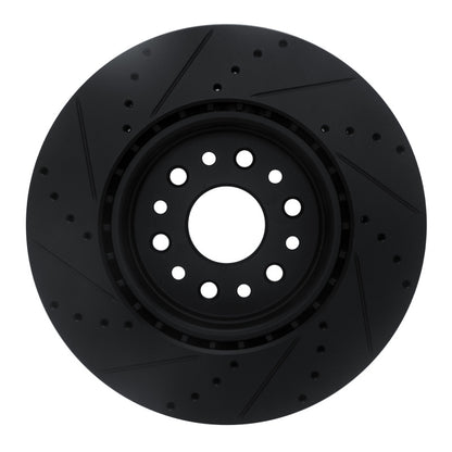 R1 Concepts R1 19-25 Ram 1500 Front Right Drilled & Slotted Black Brake Rotor