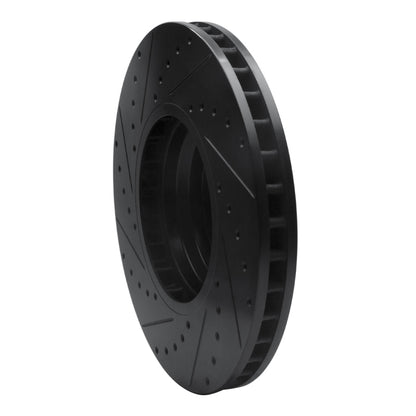 R1 Concepts R1 2007-2008 BMW ALPINA B7 Front Right Drilled & Slotted Black Brake Rotor