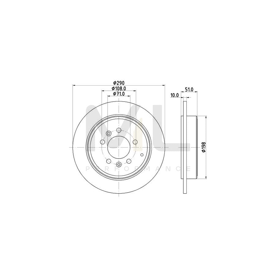 HELLA 8DD 355 108-431 Brake Disc for PEUGEOT 607 Saloon Solid, without wheel hub, without wheel studs | ML Performance Car Parts