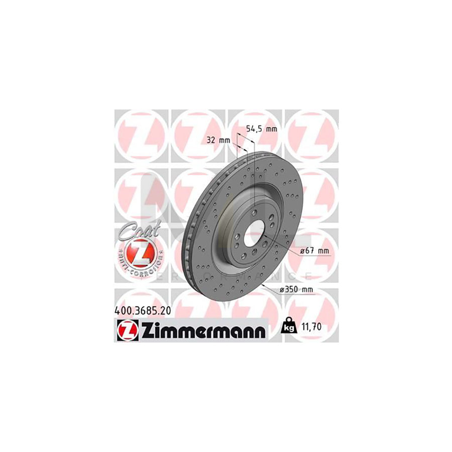 ZIMMERMANN COAT Z 400.3685.20 Brake Disc Internally Vented, Perforated, Coated, High-carbon  - 1 piece
