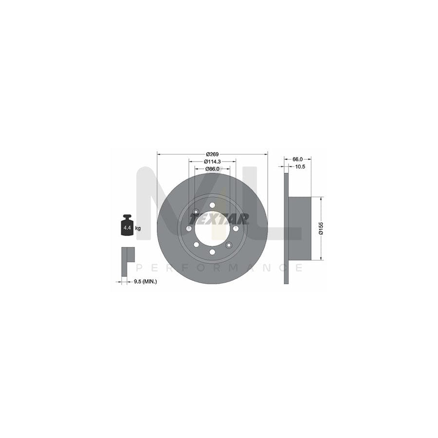 TEXTAR 92010000 Brake Disc Solid, without wheel hub, without wheel studs  - 1 piece