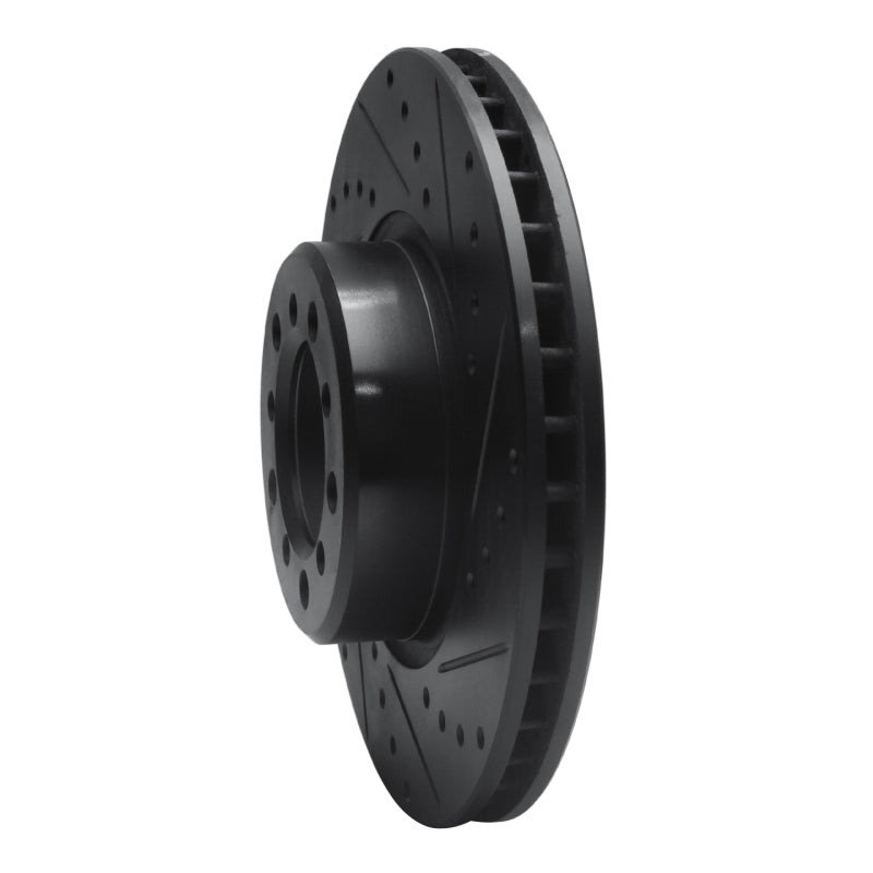 R1 Concepts R1 85-91 Mercedes-Benz 300SD Front Right Drilled & Slotted Black Brake Rotor