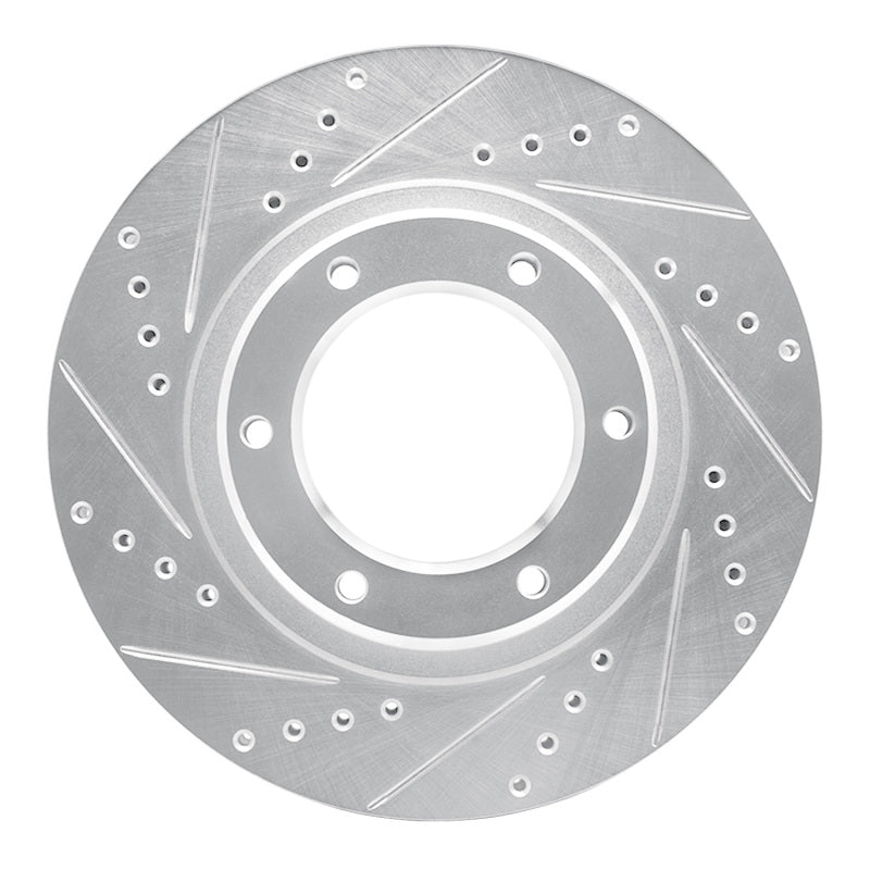 R1 Concepts R1 90-92 Toyota Land Cruiser Front Left Drilled & Slotted Silver Brake Rotor
