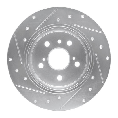 R1 Concepts R1 00-04 Toyota Avalon Rear Right Drilled & Slotted Silver Brake Rotor