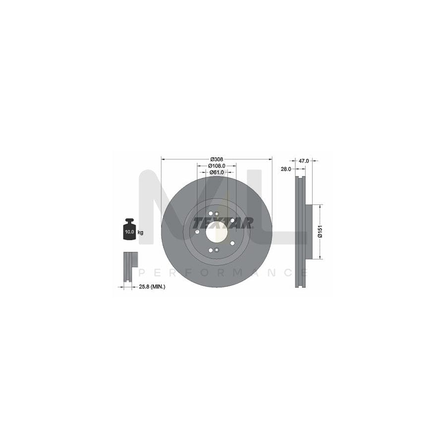 TEXTAR PRO 92174003 Brake Disc Externally Vented, Coated, without wheel hub, without wheel studs  - 1 piece