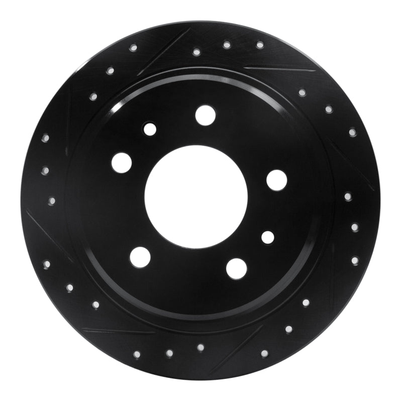 R1 Concepts R1 82-89 BMW 633CSI Rear Left Drilled & Slotted Black Brake Rotor