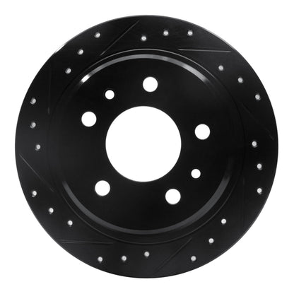 R1 Concepts R1 82-89 BMW 633CSI Rear Left Drilled & Slotted Black Brake Rotor