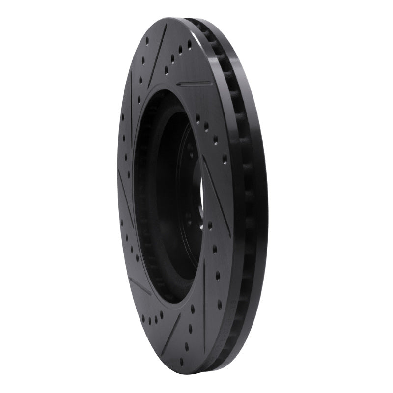R1 Concepts R1 2013-2025 Infiniti Q60 Front Right Drilled & Slotted Black Brake Rotor