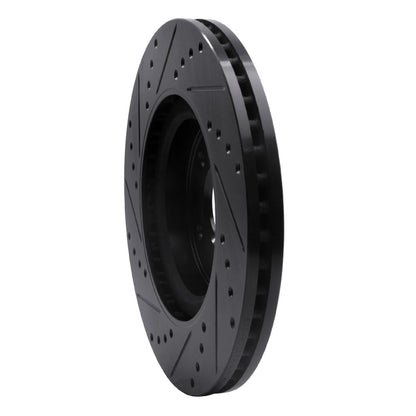 R1 Concepts R1 2013-2025 Infiniti Q60 Front Right Drilled & Slotted Black Brake Rotor