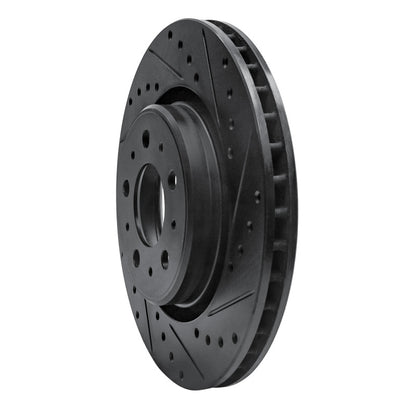 R1 Concepts R1 98-04 Volvo V70 Front Right Drilled & Slotted Black Brake Rotor