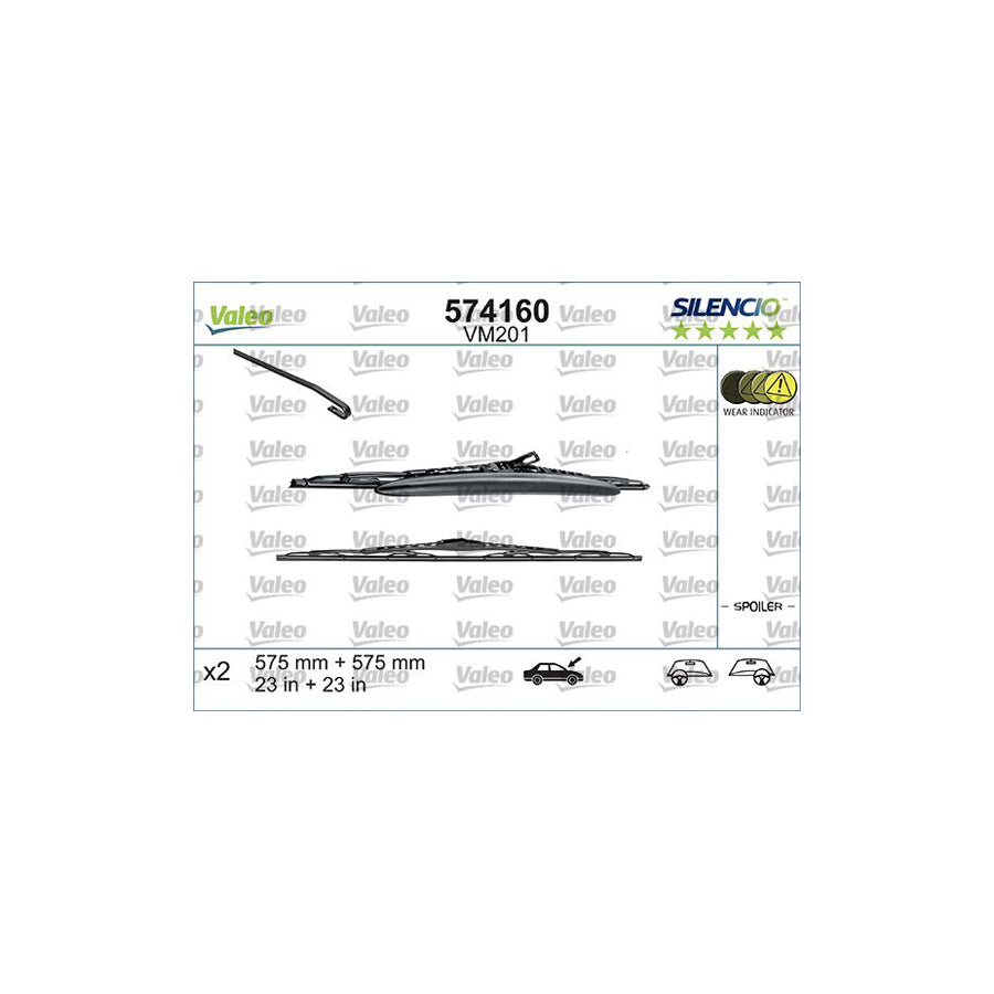 Valeo Silencio Conventional Set, Silencio Performance 574160 Wiper Blade For Saab 9-5