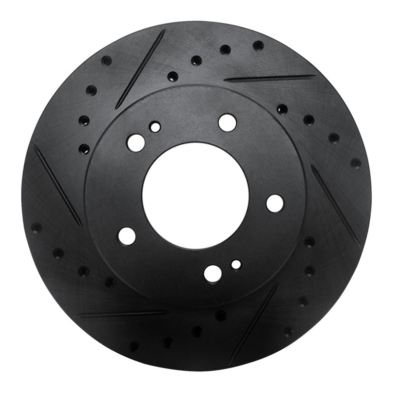 R1 Concepts R1 83-89 Chrysler Conquest Front Left Drilled & Slotted Black Brake Rotor