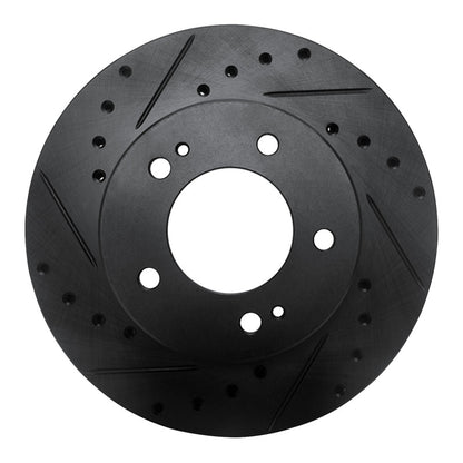 R1 Concepts R1 83-89 Chrysler Conquest Front Left Drilled & Slotted Black Brake Rotor