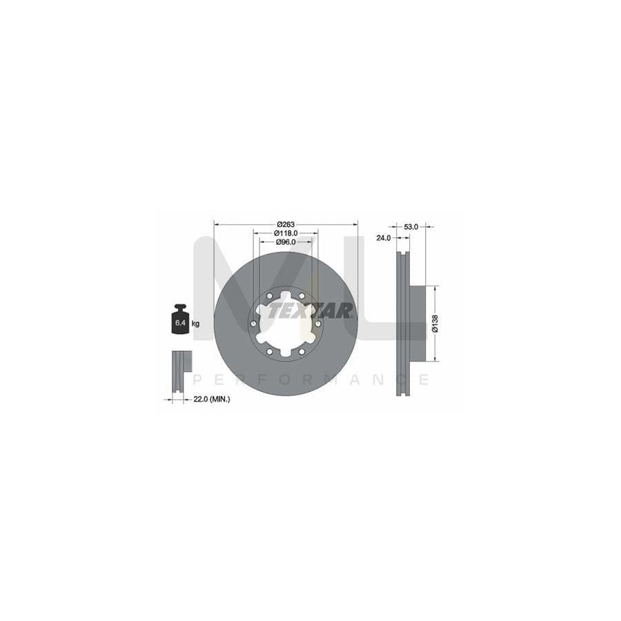 TEXTAR 93191900 Brake Disc Internally Vented, without wheel hub  - 1 piece