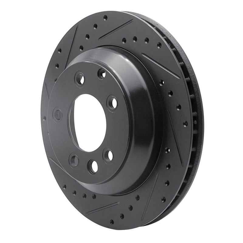 R1 Concepts R1 03-18 Audi Q7 Rear Left Drilled & Slotted Black Brake Rotor
