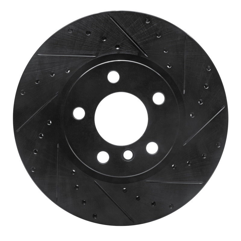 R1 Concepts R1 11-18 BMW X4 Front Right Drilled & Slotted Black Brake Rotor