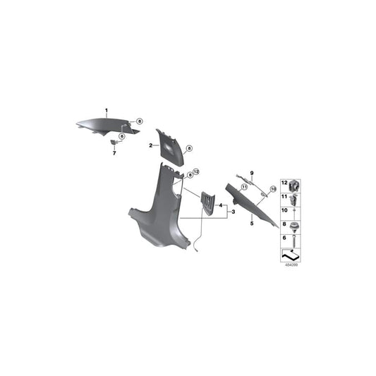 Genuine BMW 51438068525 F90 G30 Cover, B-Pillar, Alcantara, Upper Left ANTHRAZIT (Inc. 520i, 525d & 520d)