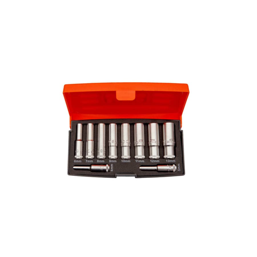 Bahco BAHS0810L S0810L 1/4in Drive Deep Socket Set, 10 Piece