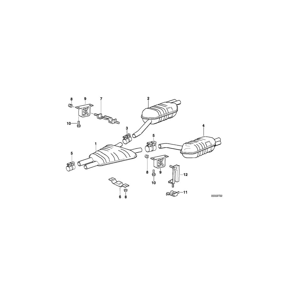 Genuine BMW 18101742689 E31 Rear Muffler Left (Inc. 850Ci)