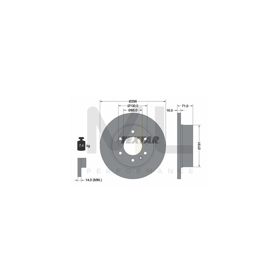TEXTAR PRO 93143303 Brake Disc Solid, Coated, without wheel hub, without wheel studs  - 1 piece