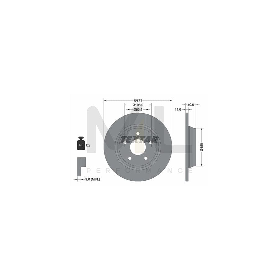 TEXTAR 92303503 Brake Disc for FORD FOCUS Solid, Coated, without wheel hub, without wheel studs  - 1 piece